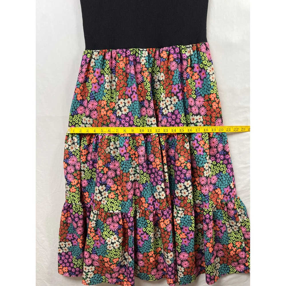 SSYS The Label Maxi Dress Womens Medium Black Floral Tiered Ribbed Mixed Media - Picture 8 of 13